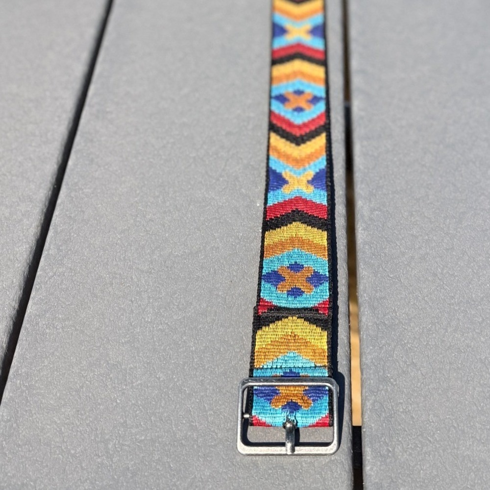 Eclectic Y2K Woven Belt Multicolor Geometric Tribal Boho Hippie Aztec Retro 90s - Picture 4 of 5